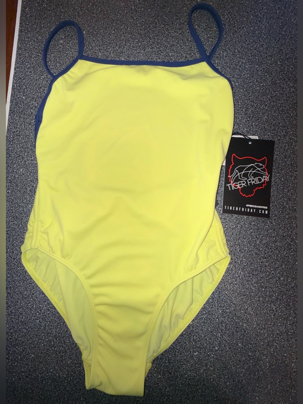 Tiger Friday NWT! Dance Leotard Yellow and Navy Size Adult Medium
